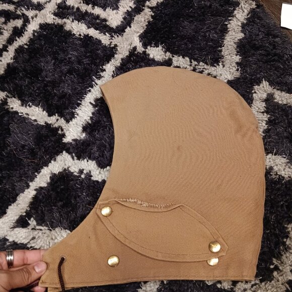 VINTAGE Carhartt Replacement Hood Quilt Lined Duck Brown Canvas Drawstring Snap - Picture 3 of 5